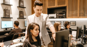 Employee receiving 360-degree feedback during performance appraisal